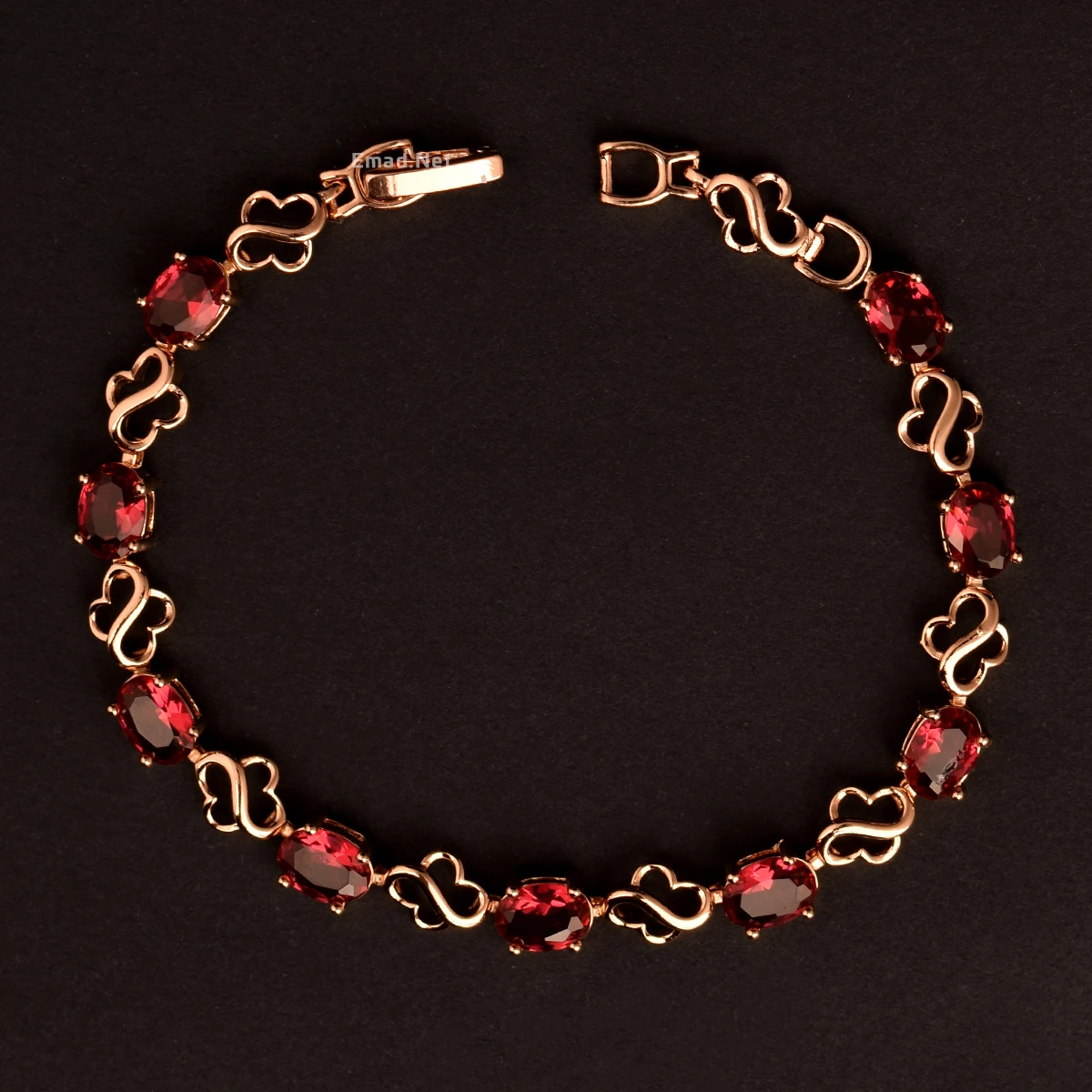 دستبند زنانه ژوپينگ با سنگ قرمز زمردي کد 206